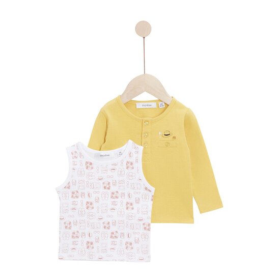 Marèse Ensemble T-shirt manches longues avec débardeur Escapade au soleil Jaune 12 mois