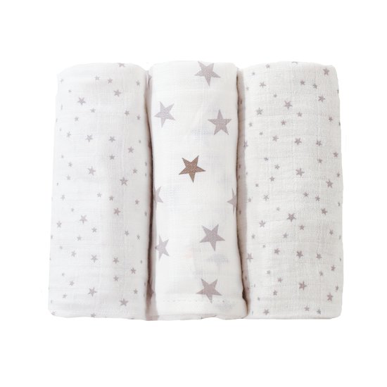 Lot de 6 langes coton bébé 70x70 cm - Rêve d'étoiles