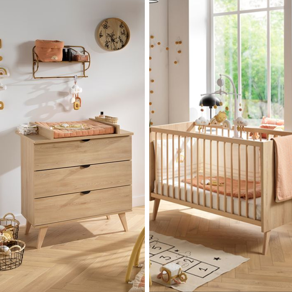 Chambre Duo Mia : lit 60x120, commode  Sauthon