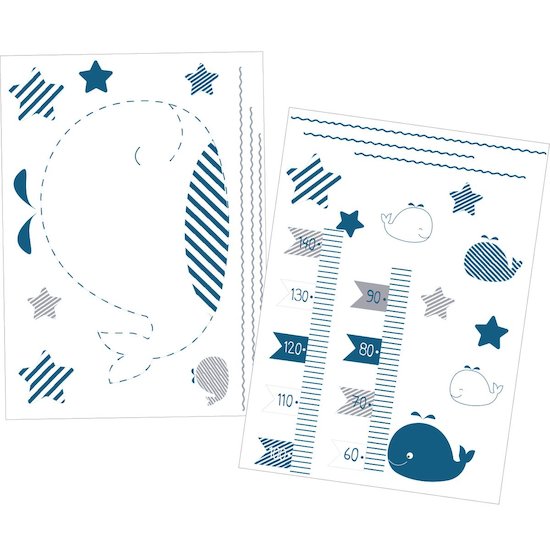 Sauthon Stickers muraux Blue baleine Blanc - Gris Clair 