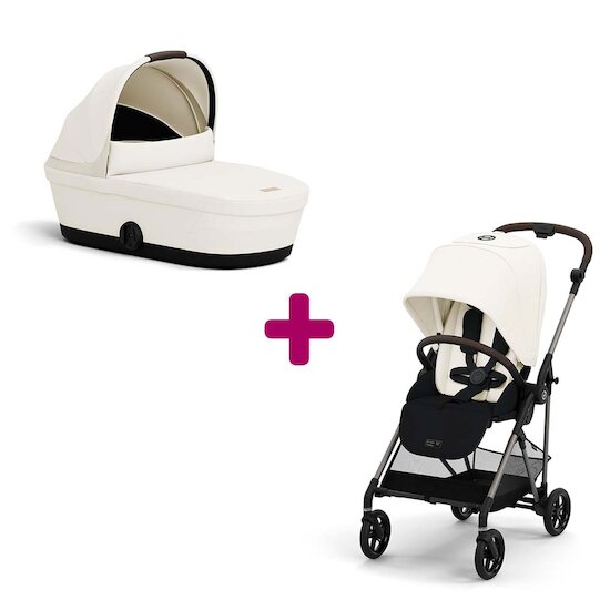 Cybex Pack Poussette Duo Melio 4 Canvas White + Nacelle Melio 4 Canvas White  