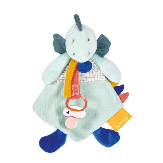 Doudou & Compagnie Doudou attache sucette Les calinosaures Bleu 23 cm Doudou & Compagnie Doudou attache sucette Les calinosaures Bleu 23 cm
