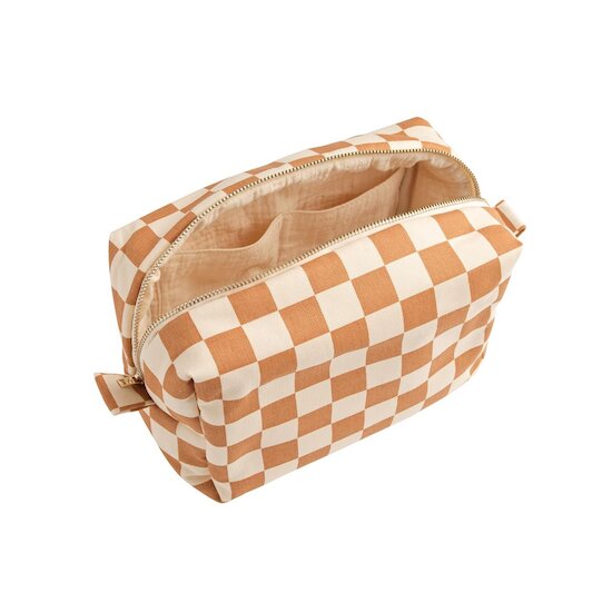 Sauthon Trousse de Toilette Damier Petit Chou Ecru/Caramel  Sauthon Trousse de Toilette Damier Petit Chou Ecru/Caramel