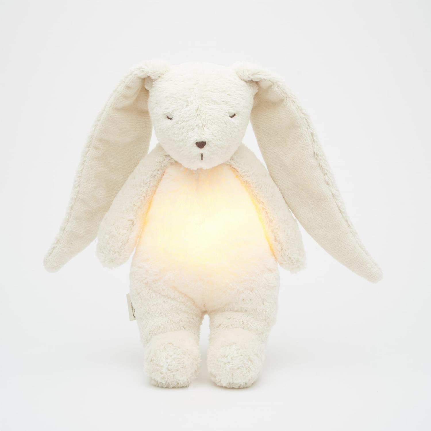 Peluche lapin nature bio avec sons & lumières BLANC Moonie