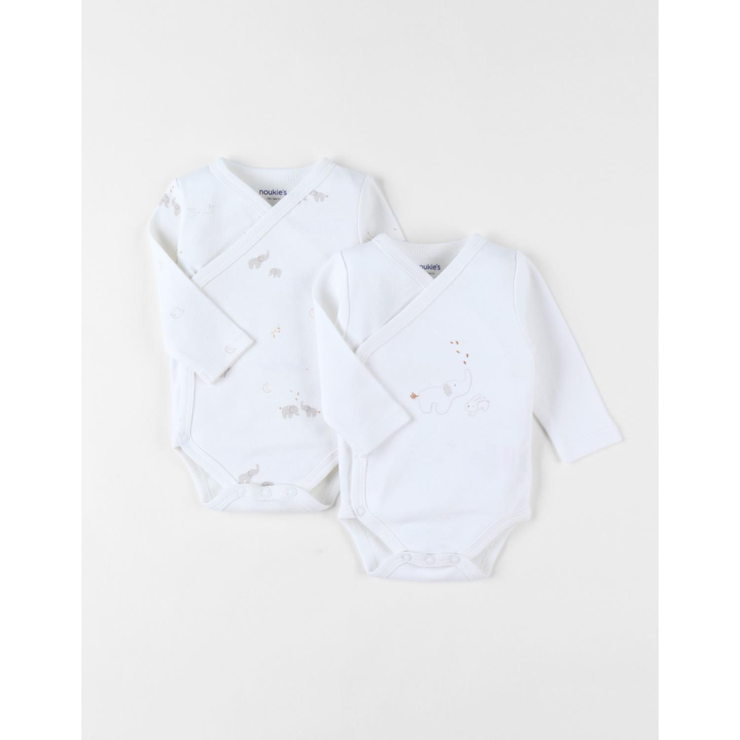 Set 2 bodys croisés longues manches Bali & Moka BLANC Noukie's