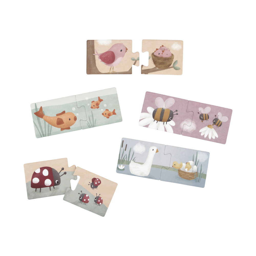 Duo puzzle en bois Flowers & Butterflies MULTICOLORE Little Dutch