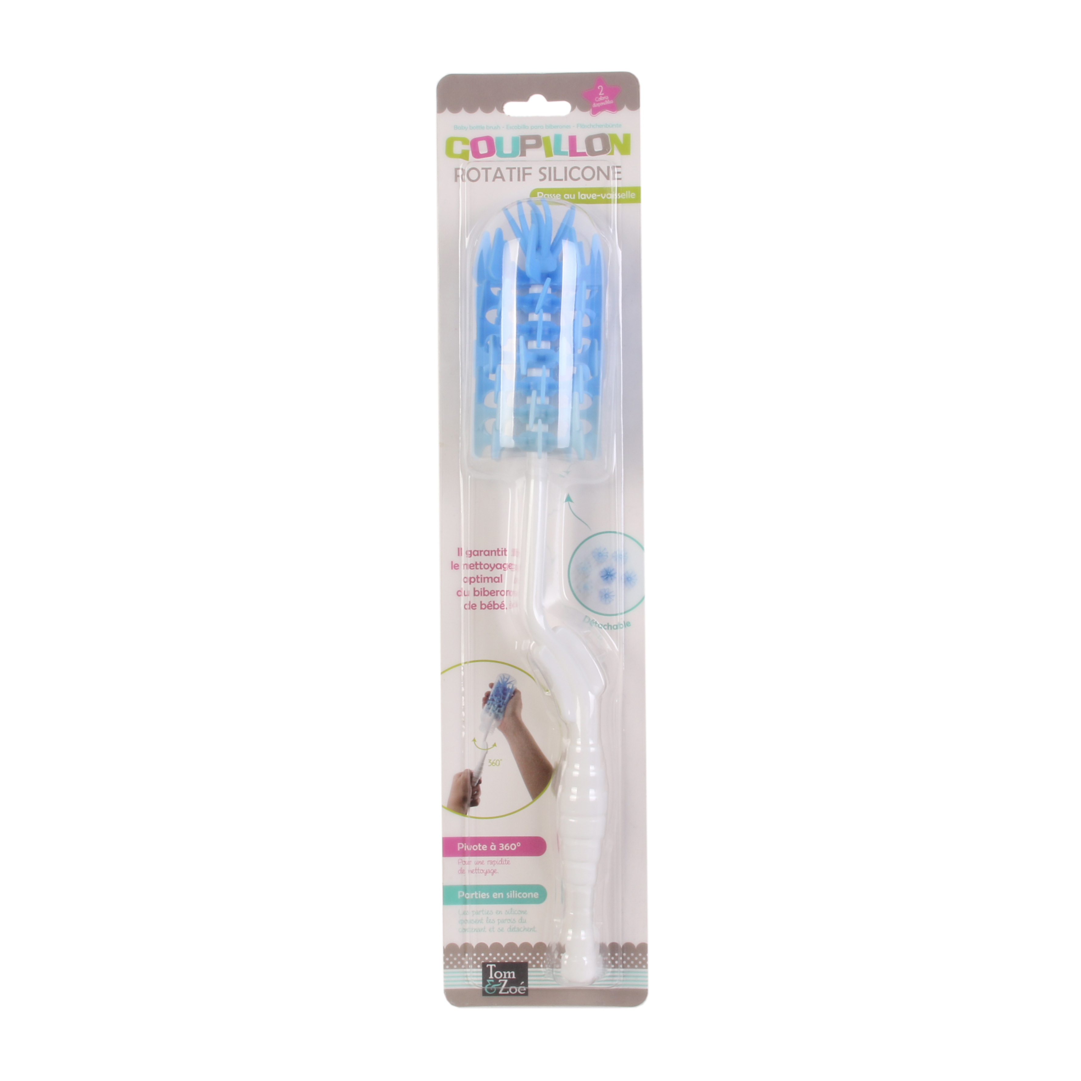 Goupillon silicone BLEU Hello Kids