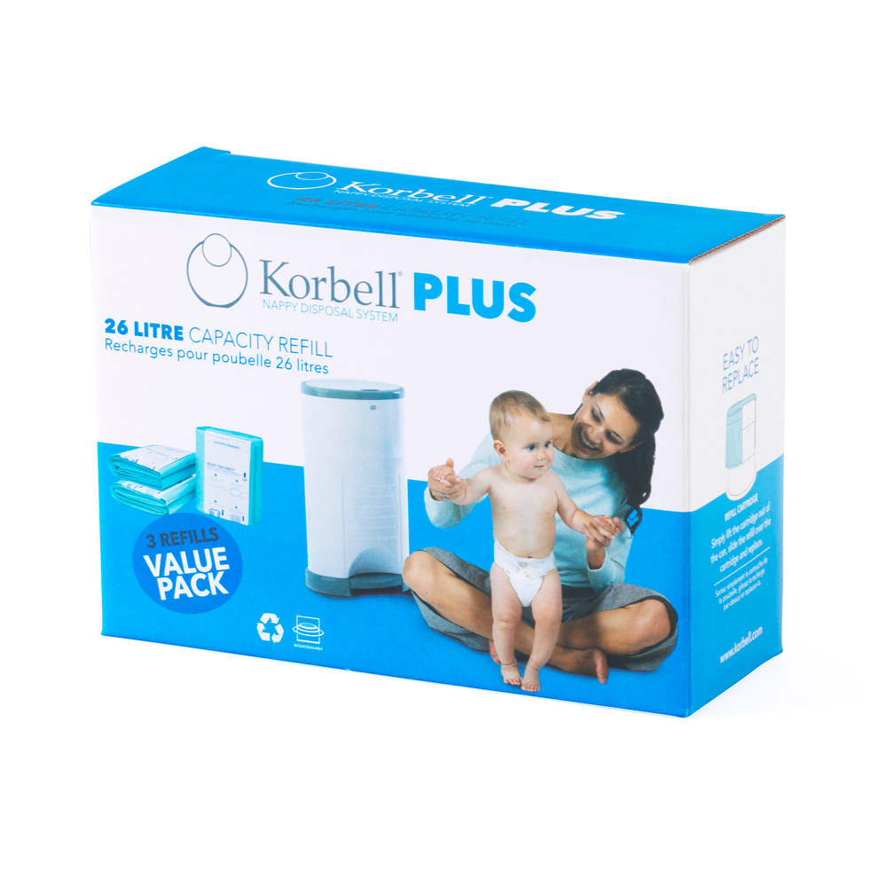 3 recharges pour poubelle à couches Korbell Plus BLANC Korbell