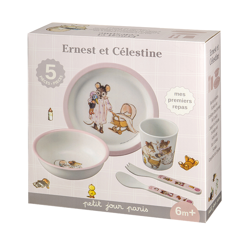 Coffret cadeau - 5 pièces Ernest et Celestine ROSE petit jour paris