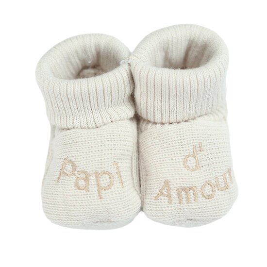 Trois Kilos Sept Chaussons Papi d'amour Multicolore Naissance Trois Kilos Sept Chaussons Papi d'amour Multicolore Naissance