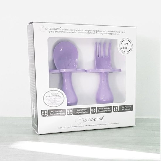 Grabease Couverts ergonomiques d'apprentissage Lilas  Grabease Couverts ergonomiques d'apprentissage Lilas