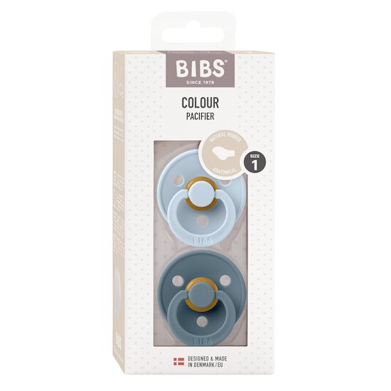 BIBS Tétines Colour 2 Pack Caoutchouc naturel Baby Blue/Petrol 