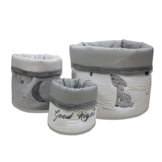 Les Chatounets 3 corbeilles Sasha Blanc/Gris 