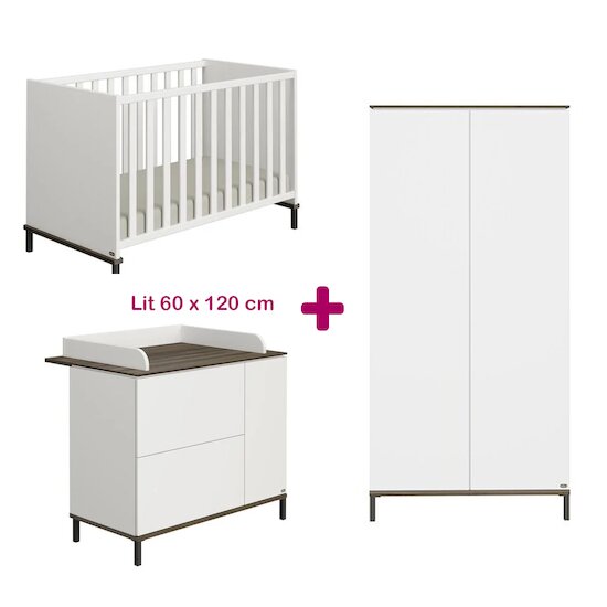 Yuny by Paidi Chambre bébé complète Lovely Aliv : lit 60x120, commode, armoire   Yuny by Paidi Chambre bébé complète Lovely Aliv : lit 60x120, commode, armoire