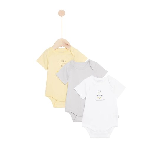 P’tit bisou Lot de 3 bodies manches courtes Mes Essentiels Jaune 3 mois