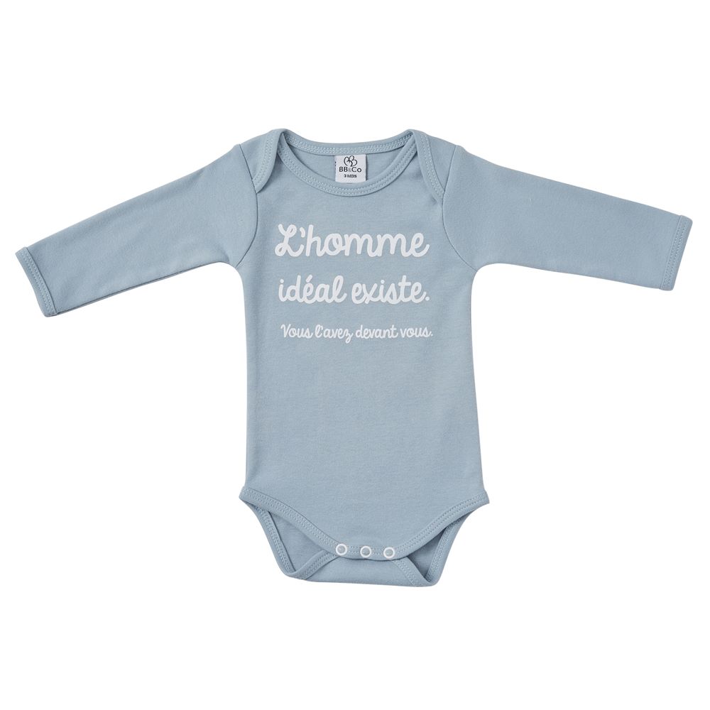 BB & Co - Body manches longues "L'homme idéal" BLEU BB&Co