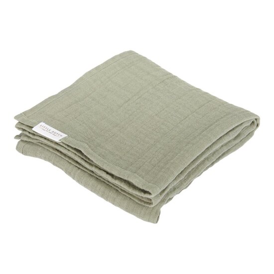 Little Dutch Set de 2 langes en gaze de coton Little Farm/ Pure Olive 70x70 cm