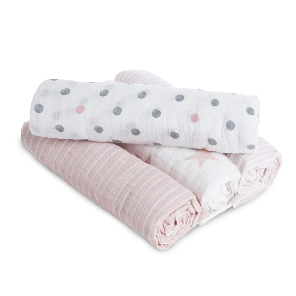 Lot de 4 langes en mousseline de coton Essentials ROSE Aden et Anais