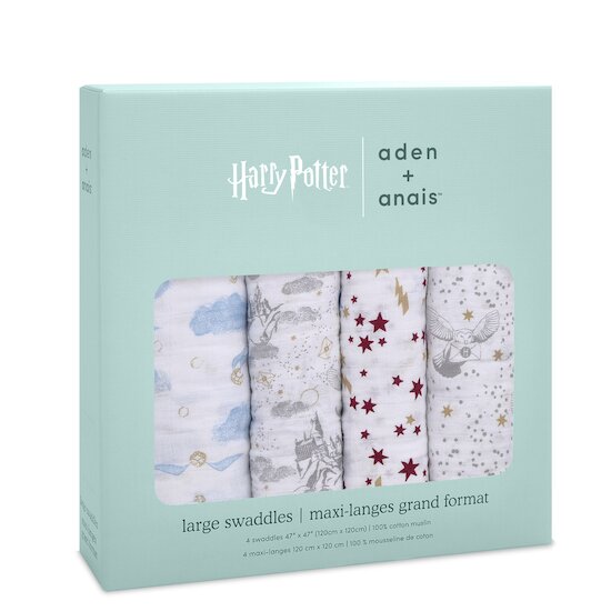Aden et Anais 4 maxi-langes en mousseline de coton Harry Potter Iconic 120x120 cm