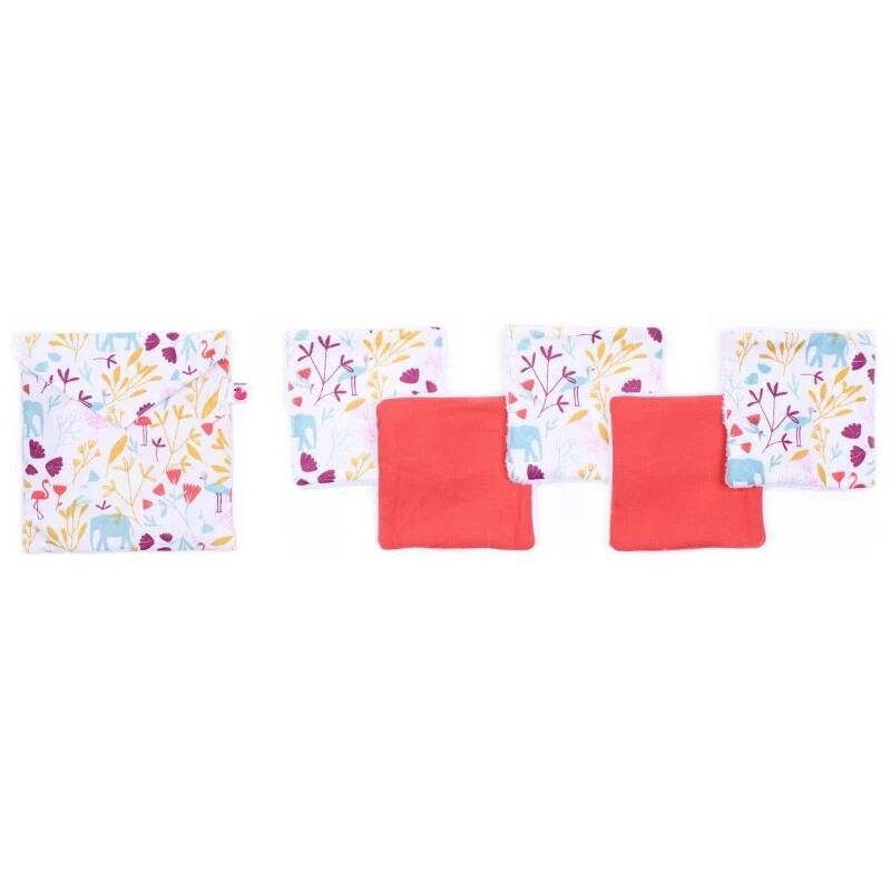 5 lingettes lavables + pochette assortie MULTICOLORE BB&Co
