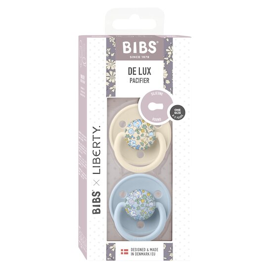 BIBS BIBS x Liberty Tétine De Lux 2 Pack Capel Silicone Ivory/Baby Blue 