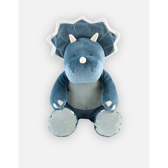 Noukie's Peluche Medium Veloudoux Dino Ops Tiga & Stegi Bleu 