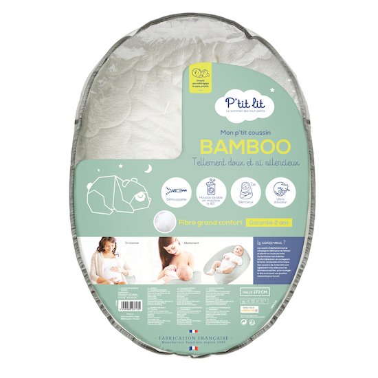 P'tit lit Coussin de maternité Bambou matelassé Blanc 170 cm