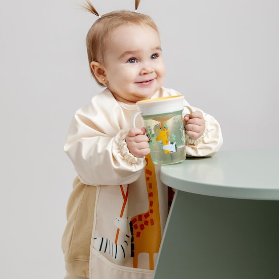 Miniland Bavoir à manches longues Soft Jungle Multicolore 