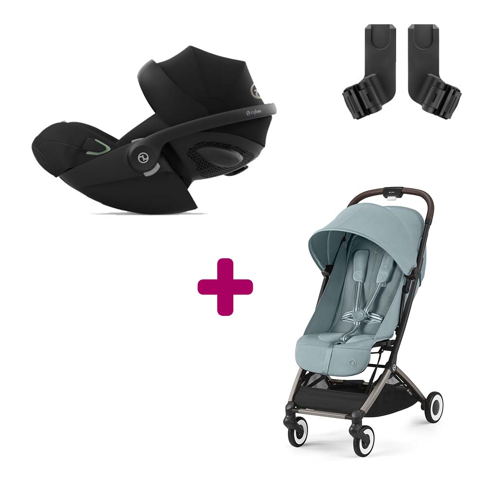 Cybex - Pack Poussette Duo Orfeo Stormy Blue + adaptateurs + Coque Cloud G i-Size Moon Black  Cybex