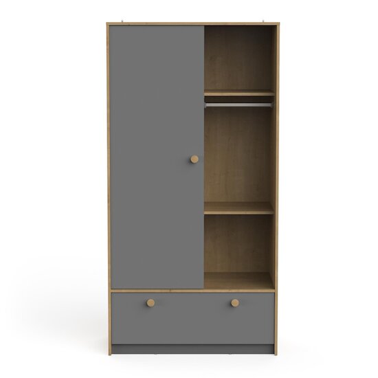 Demeyere Armoire 1 porte 1 tirroir Gabin Hamilton Oak / Graphite Grey  Demeyere Armoire 1 porte 1 tirroir Gabin Hamilton Oak / Graphite Grey