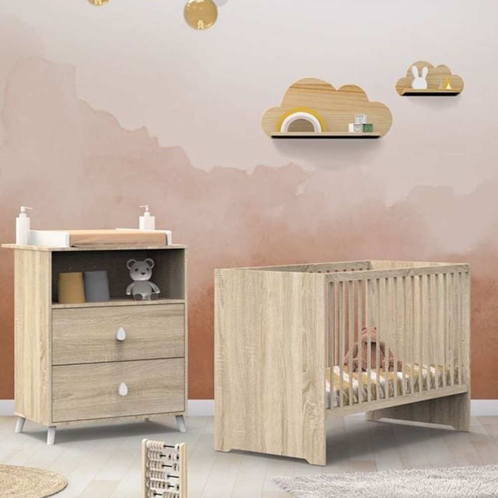 Chambre Duo Montana : lit 60x120, commode Sauthon