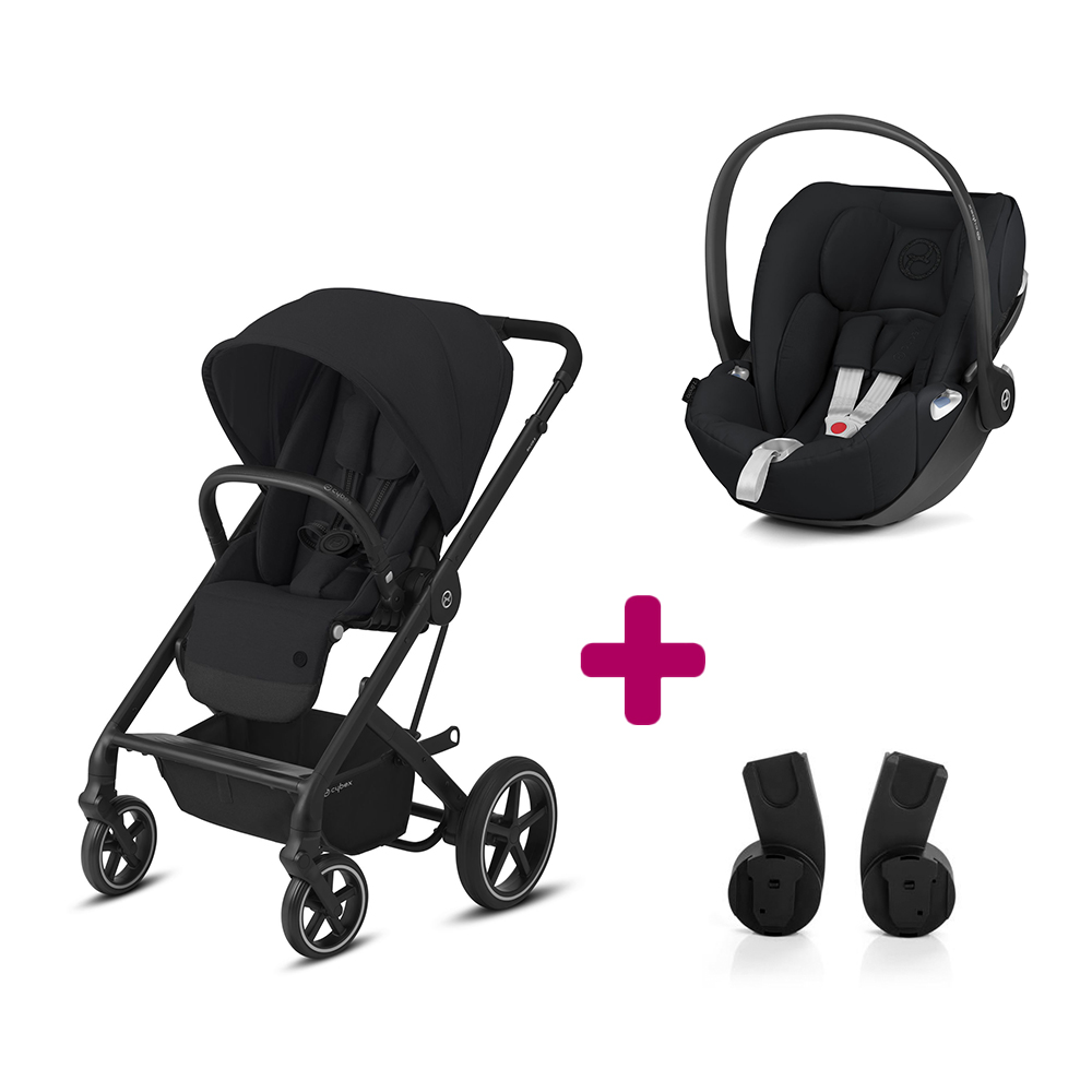 Pack poussette duo Balios S Lux + coque Cloud Z + adapteurs Deep black Cybex