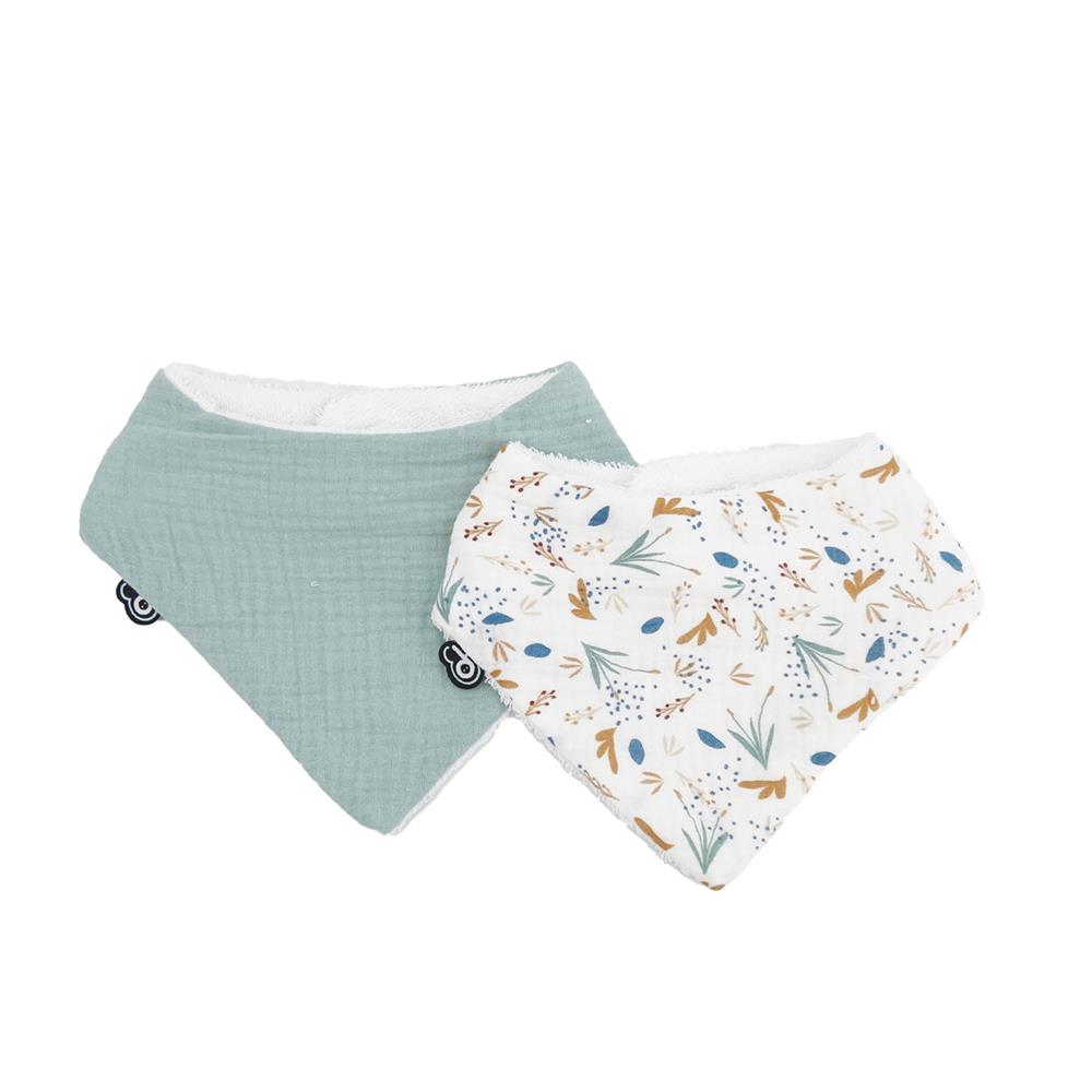 Domiva - Lot de 2 bavoirs bandana mousseline BLEU Domiva