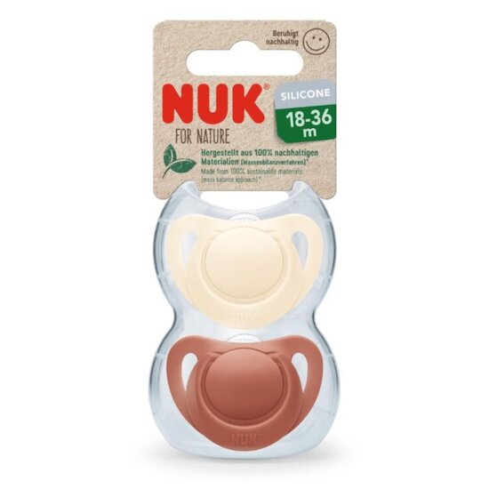 Nuk 2 Sucettes Nuk for nature silicone Rouge 6-18 mois Nuk 2 Sucettes Nuk for nature silicone Rouge 6-18 mois
