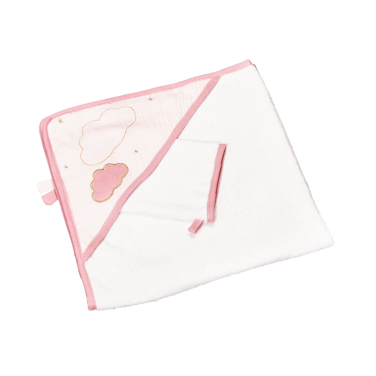 Cape de bain + gant Lily rose ROSE Sauthon