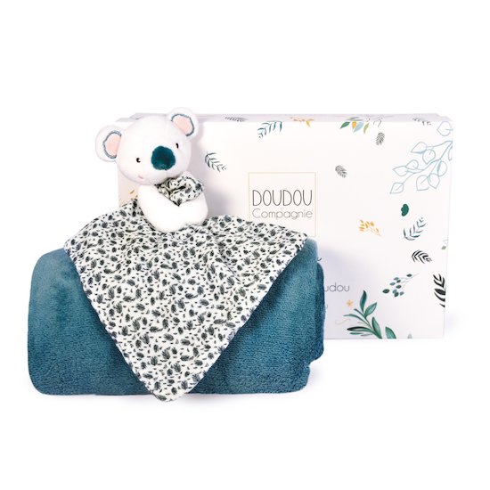 Doudou & Compagnie Plaid et doudou Yoca le koala Bleu 100x70 cm