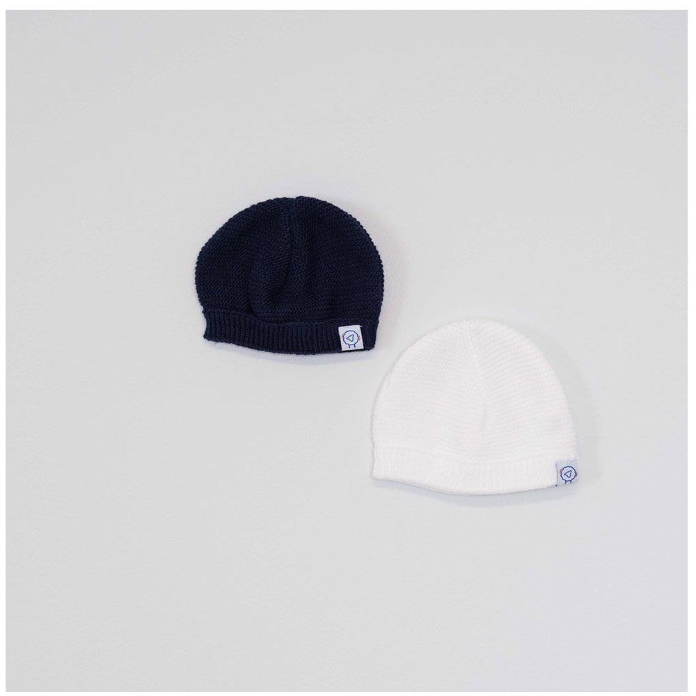 P’tit bisou - Lot de 2 bonnets BLANC P’tit bisou