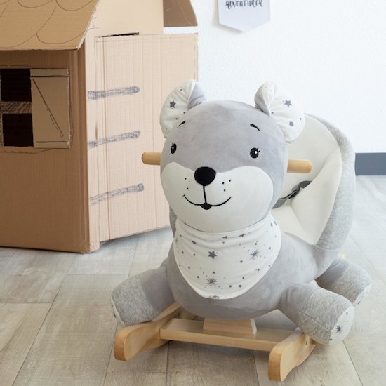 Trois Kilos Sept Peluche à Bascule Mimi Martin Et Ses Copains Blanc Et Gris  Trois Kilos Sept Peluche à Bascule Mimi Martin Et Ses Copains Blanc Et Gris