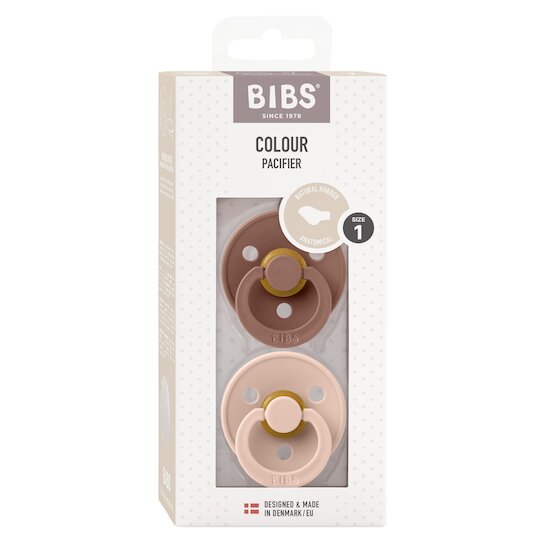 BIBS Tétines Colour 2 Pack Caoutchouc naturel Blush/Woodchuck 