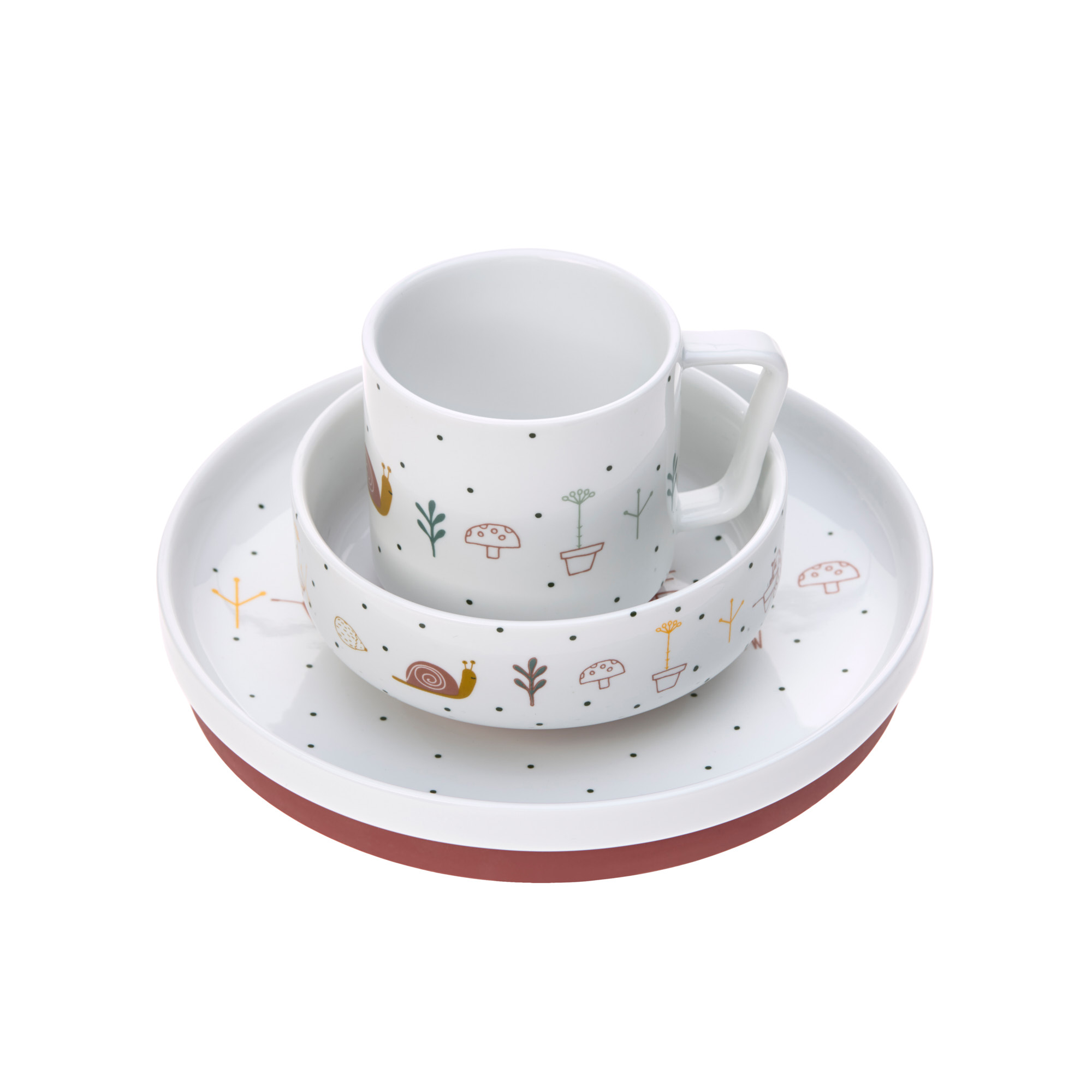 Coffret repas en porcelaine Garden Explorer garçons ROUGE Lässig