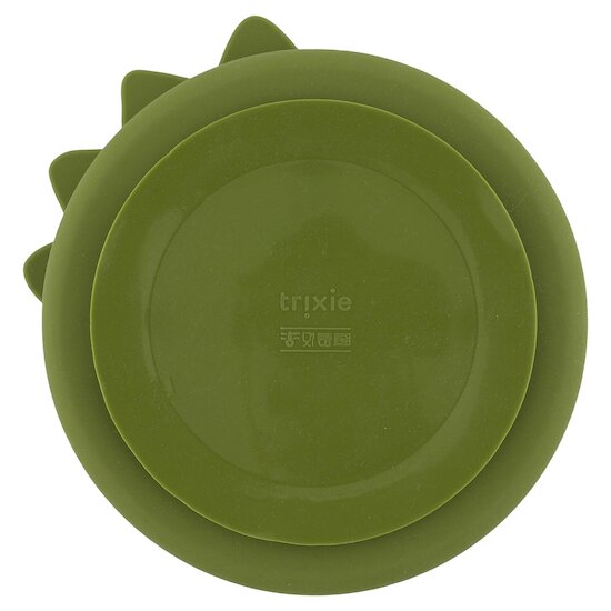 Trixie Assiette avec ventouse en silicone et compartiments Mr. Dino  Trixie Assiette avec ventouse en silicone et compartiments Mr. Dino