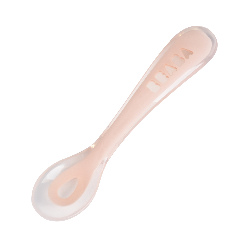 Beaba - Cuillère 2e âge repas Soft en silicone ROSE Béaba