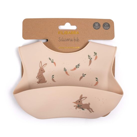 Filibabba Bavoir silicone imprimé Lapin Multicolore  Filibabba Bavoir silicone imprimé Lapin Multicolore