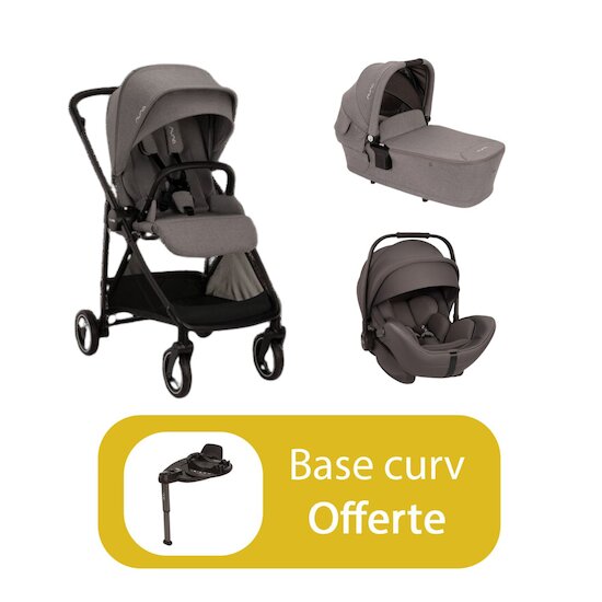 Nuna Pack Poussette trio Ixxa next Thunder + nacelle Lytl ixxa + coque Arra Flex = base curv offerte  