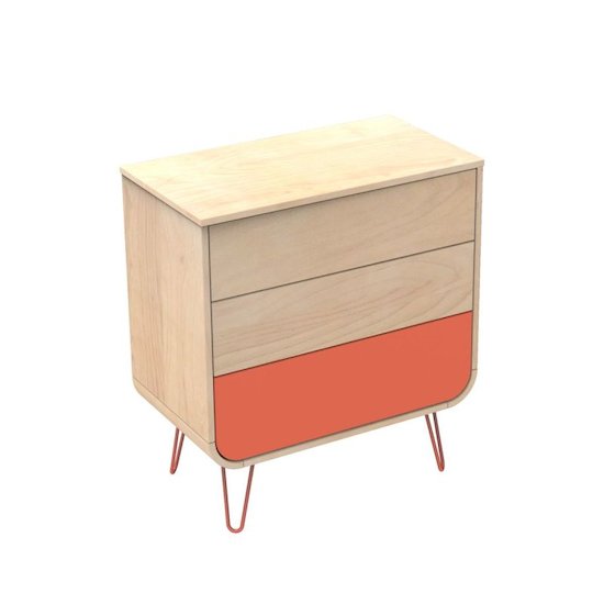 Sauthon Original Commode pieds fil Galopin Hêtre Vernis - Corail 