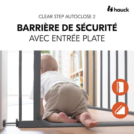 Hauck Barrière de sécurité Clear Step Autoclose 2 Dark Grey Sans extension