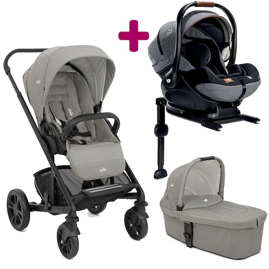 Joie Pack poussette trio Chrome Pebble + coque I-Level Recline Carbon + nacelle Pebble + base LX 2  