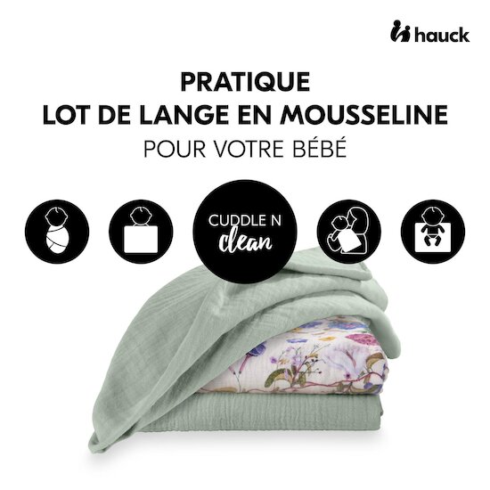 Hauck Langes Bébé Cuddle N Clean set de 3 Sage/Beige Floral 