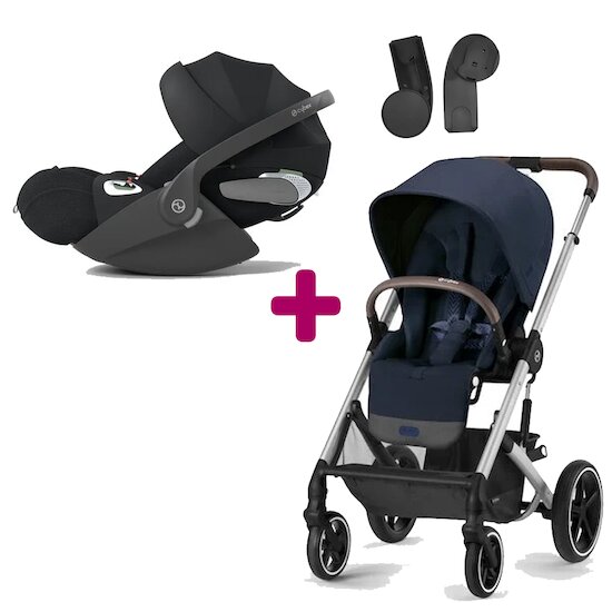 Cybex Pack poussette duo Balios S Lux ocean blue + coque cloud T i-size tissus plus Sepia Black  