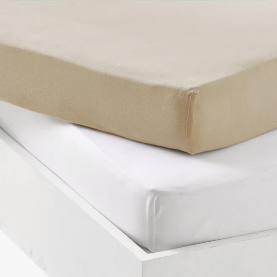 Mon P'tit Dodo Lot 2 Draps-Housses Jersey Blanc/Nude  Mon P'tit Dodo Lot 2 Draps-Housses Jersey Blanc/Nude